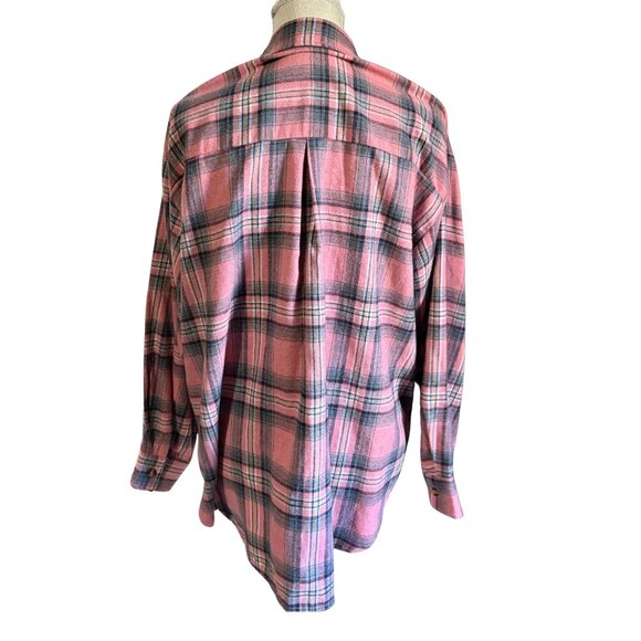 Pink Gray Plaid Button Down Shirt Women’s Medium Soft Brushed Flannel Look NWOT - Picture 4 of 7